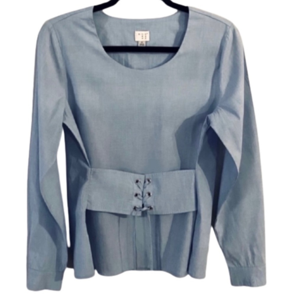 a new day Blue Lace Up Shirt​​​​​​​​​​​​​​​​​​​​​​​​​​​​